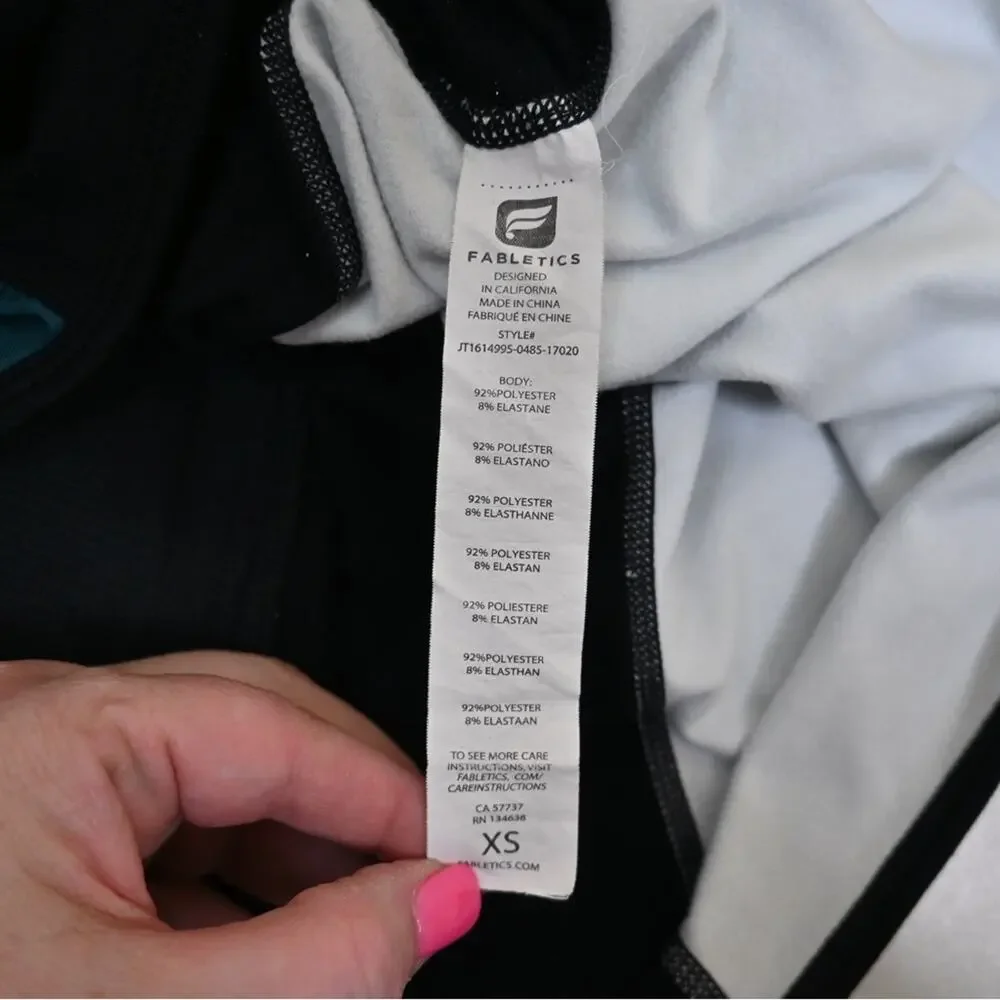 Fabletics Womens XS Jojo Zip Front Jacket in Black/Nocturnal Floral Print